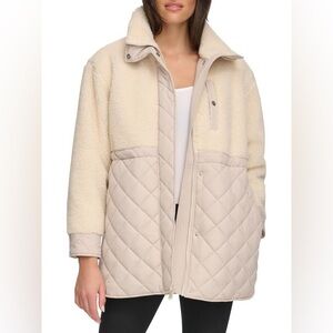 Andrew Marc Mixed Media Faux Shearling Quilted Jacket